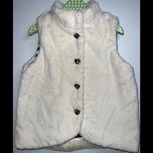 Hanna Andersson Kids Cream Fuzzy Fleece Vest Girls Size 8 (130)